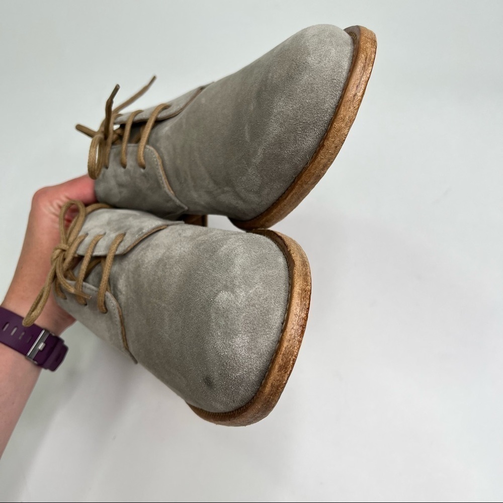 𝅺new Dusica Smokey Grey Suede Leather Dressy Casual Preppy Lace-up Oxford Shoes - Picture 3 of 13